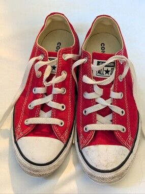 Converse Kids Red Canvas Low-Top Sneakers Size 3